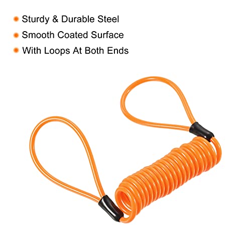 PATIKIL Security Steel Cable 3.5mm x 1.5m/4.92ft Coated Spring Luggage Lock Wire Rope with Double Loop Orange - Image 3
