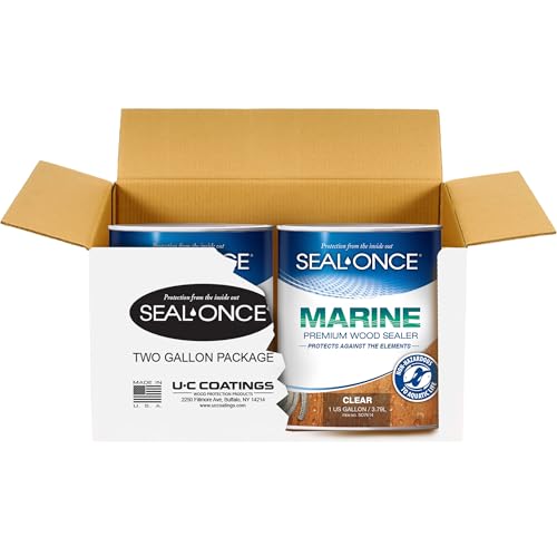 Image of SEAL-ONCE Marine Ready Mix - 2 Gallon Penetrating Wood Sealer Waterproofer & Stain (Clear). Water-Based, Ultra-Low VOC Formula for high-Moisture Areas to Protect Wood Docks, Decks & Piers. (Pack of 2)