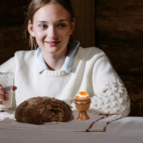 Autumnlife Eierbecher 4er Set, Porzellan Eierständer Frühstücksei Halter für alle Eigrößen, Braun Eierhalter in klassischer Form Runde eierbecher mit Matt Oberfläche – Bild 6