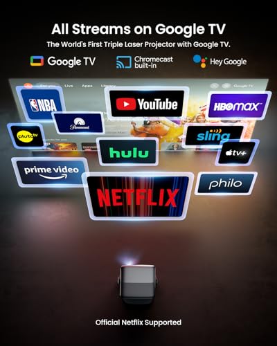 JmGO N1S Ultra 4K Triple Laser Projector with WiFi, Bluetooth, and Smart Features