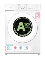 Comfee Frontlader Waschmaschine 8kg, Washing Machine mit Tierhaar-Programm & Dampffunktion,16 Programme,Energy Efficiency Class A-10%,Nachlegefunktion, Leise & Energiesparend, CF08EWP05W, Weiß