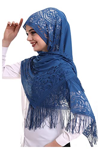ihvan online Shawl for Women, Soft Tulle Head Scarves Hijab, Head Covering Chapel Veil Lace Shawl for Wedding Bridesmaids2