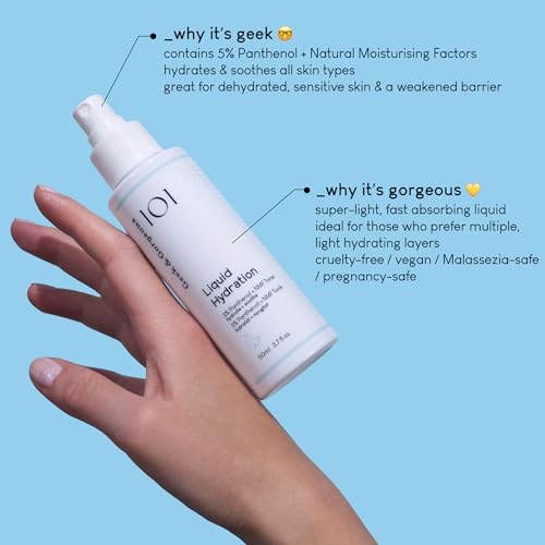 Geek & Gorgeous LIQUID HYDRATION - Hydrierendes Gesichtsspray mit 5% Panthenol und natürlichen Feuchtigkeitsfaktoren - für alle Hauttypen - 110 ml Sprühflasche