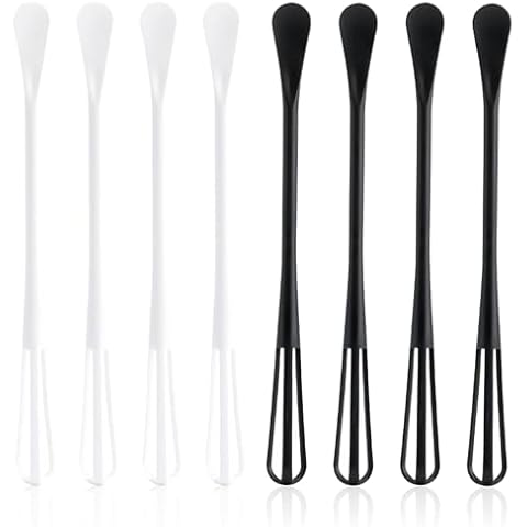 8 PCS Multifunctional Mini Whisk Mini Spoon Small Whisks 2 in 1 Whisk Utensil Mini Sugar Spoon Silcone Whisks Set Non Scratch Coated Kitchen Whisks for Cooking Blending, Baking, Beating Cover
