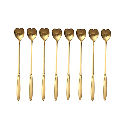 FZYE Cucharas Cuchara de café Creativa de Flores de Acero Inoxidable Cucharas de azúcar de Mango Largo Cucharas para Revolver 7.0 Pulgadas Cucharas de café expreso de Postre Retro - Jue Cover