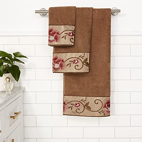 Popular Bath Bath Towels, Larissa Collection, 3-Piece Set, Rose Design #TOP4