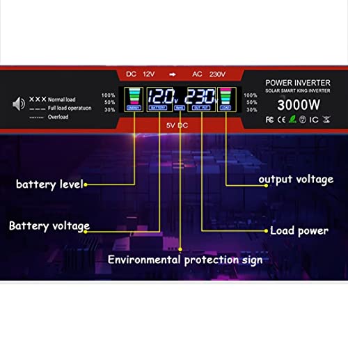 Inversor de corriente 3000W para autocaravana convertidor 12V a 220V coche 4