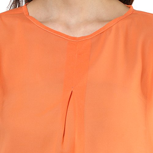 Image of mayra Women's Georgette Orange Color Short Sleeve Top