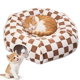 Katzentunnel, 2-in-1 Spieltunnel Katze und Katzenbett mit Hängendem Spielzeug, Katzentunnel XXL Große Katzen mit 2 Eingänge, Waschbares Kissen, Faltbarer Katzen Tunnel