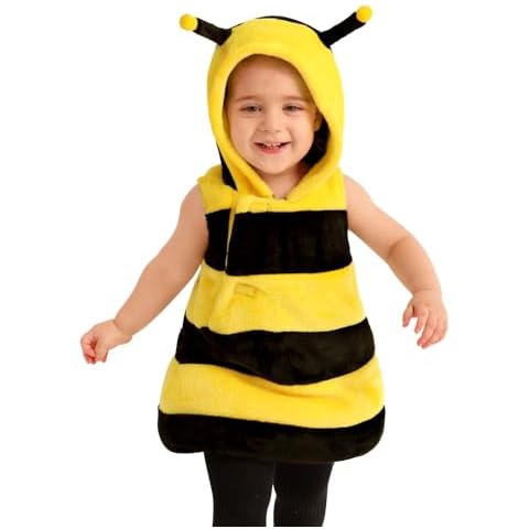 IIMMER Unisex Toddlers Halloween Bumblebee Honey Bee Outfit Animal Yellow Black Striped Partywear 3-4 Years Cover