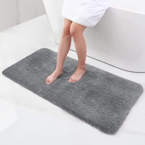 Homaxy Badezimmerteppich rutschfest Waschbar Badematte Weich Flauschig Badteppich Shaggy Hochflor Mikrofaser Badvorleger - 60 x 120 cm, Grau Cover
