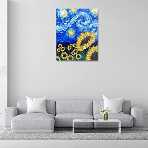 Image of RANGOLI 100% Cotton Stretched Canvas Painting 400 GSM, Framed Sunflower Canvas Abstract Wall Art for Living Room, 3D Paintings for Wall Decor (24 x 36 Inch With Frame)