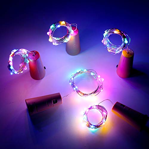 Aluan Wine Bottle Lights with Cork 12LED 10 Pack Bottle Lights Waterproof Battery Powered Cork Lights for Wine Bottles Jar Party Wedding Christmas Festival Bar Decoration 10 Pack, Colorful Light - Thumbnail 5