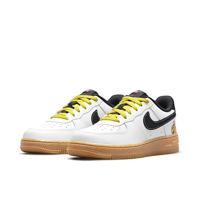 Nike Little Kid's Force 1 LV8 Wht/Anthracite-Yellow Strike (DO5856 100) - 13.52