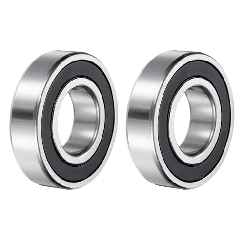 sourcing map 6206-2RS Deep Groove Ball Bearings, 2pcs 30mm I.D x 62mm O.D x 16mm Thick C3 Double Rubber Sealed Chrome Steel (ABEC5, Black)