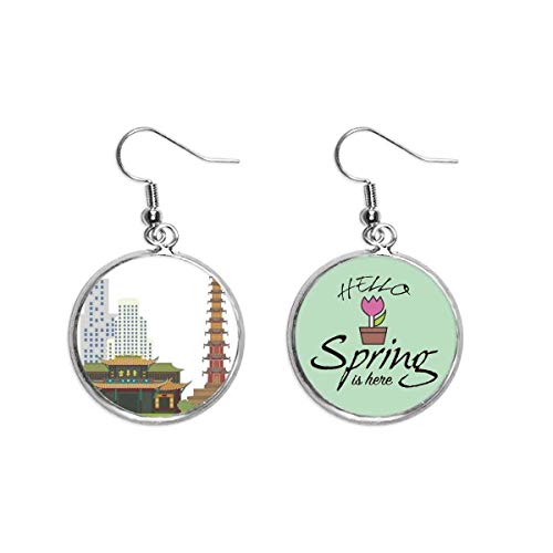 Pendientes de primavera palacio de la arquitectura china retro de la dinastía Qing