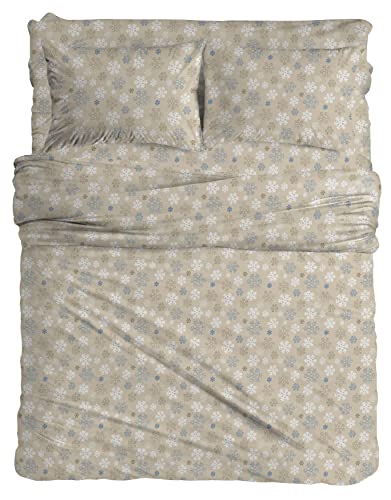 Pointehaven Flannel 170 Gsm Sheet Set,Full Snow Flakes Oatmeal #TOP6