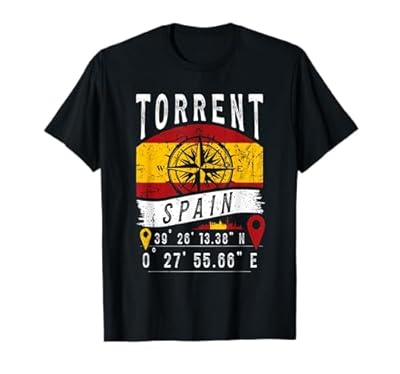 Torrent España Bandera GPS Coordenadas De Torrent Camiseta | Ya disponible en tu tienda friki favorita! En mundofriki.es!