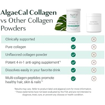 ALGAECAL Bone Builder & Collagen Bundle Clinically-Supported Collagen with Verisol, Fortibone, Fortigel + Plant-Based Calcium, Strontium, D3, K2, Magnesium & 16 Nutrients for Beauty & Bone Health
