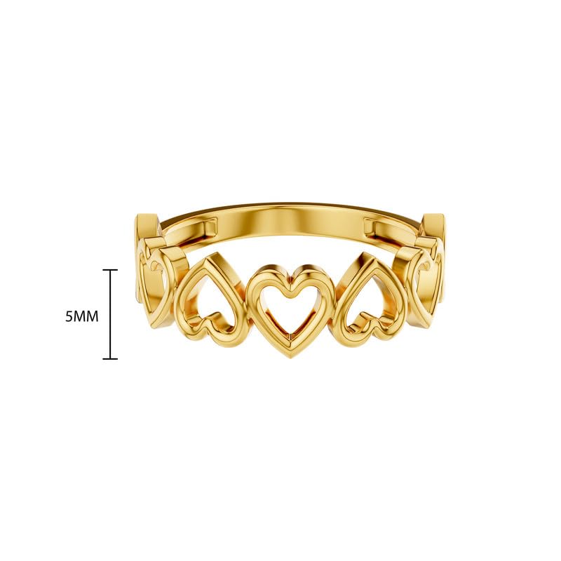 Image of KISNA 9KT / 14KT / 18KT HeartLink Yellow Gold Ring For Women | S14