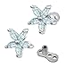 14g Flower Cubic Zirconia Dermal Anchor Tops and base Surgical Steel Internally Threaded Screw Piercings (Light Blue)