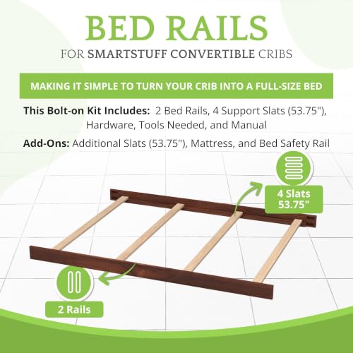 Image of CC KITS Full-Size Conversion Kit Bed Rails for SmartStuff Convertible Cribs by Universal Furniture - Solid Wood Rail - Toddler & Adult Bed Rail for Full-Size Beds - Nursery Furniture (Classic Cherry)