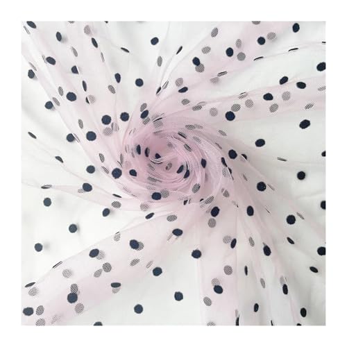 Tissu polyester à pois multicolore pour couture de robe et bricolage DIY 90x155cm
