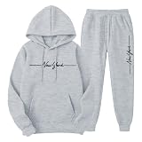 Trainingsanzug Herren Einfarbig Y2k Hoodie Langarm Hausanzug 2-Teilig Fitness Kapuzenpullover Jogginghose Zweiteiler Gym Set Tracksuit Sportanzug Freizeitanzug Sport Klamotten Baggy Jogginganzug