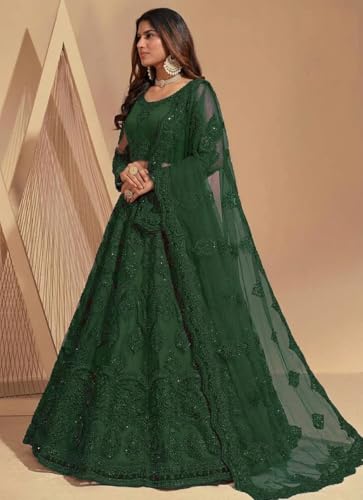 Image of ZAALIMA FASHION Women's Semi Stitched satin blend Lehenga Choli with Embroidered Pattern Unstitched Blouse and Dupatta Set | Women's Lehenga Cholis