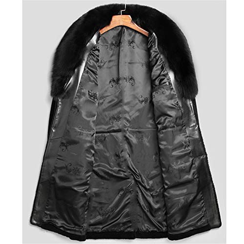 SXHEYUY Herren Kunstpelz Parka Outwear Pelzkragen Winter Männer Winter Trenchcoat Winddicht Warm Dicker Langer Mantel Parker Jacke Mit Knopf,Schwarz,XL