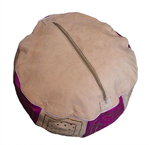 Treasures Of Morocco Moroccan Pouf Ottoman Footrest Hassock Handmade Leather Comfortable Unstuffed