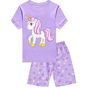 Little Girls Pajamas Short Sleeve 100% Cotton Toddler Pjs Mermaid Sleepwear Unicorn Pajama Summer Clothes Sets 1-7T
