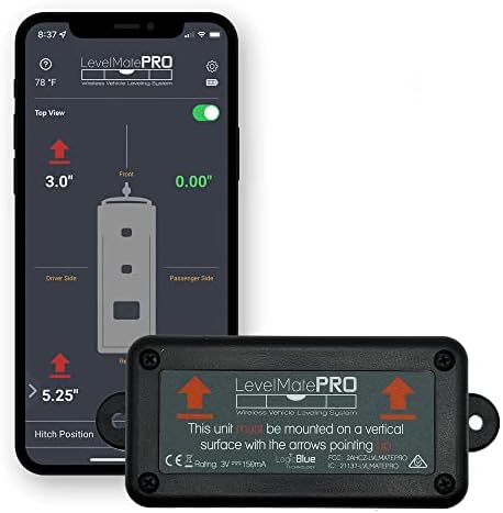 LogicBlue Technology LevelMatePRO Wireless Vehicle RV Leveling System - Patented Quick and Easy Smartphone Leveling Tool – Travel Trailer Accessories for RV Camping