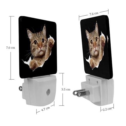 Image of NEWzone Cat Night Light [2 Pack], Plug in Wall Led Night Lights Decor for Boys Girls Room, Dusk to Dawn Sensor Wall Lamp for Stairway /Bedroom /Kitchen /Nursery Room