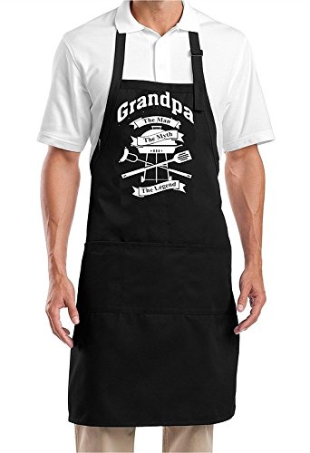 Grandpa The Man The Myth The Legend Barbecue Grill Mens Black Apron Cooking