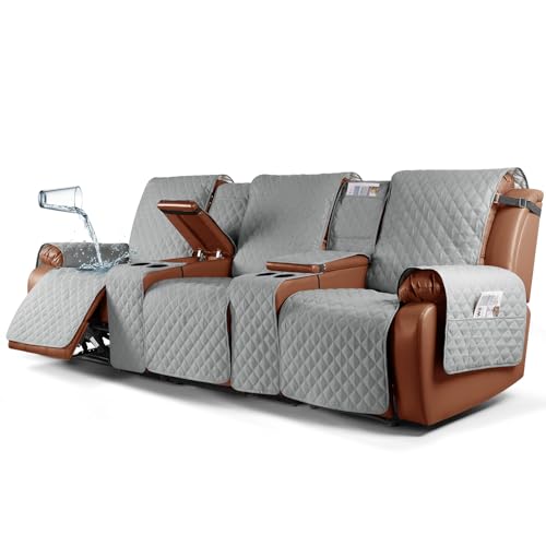 Ruaozz Waterproof Recliner Sofa Cover with Console Non-Slip Couch Covers