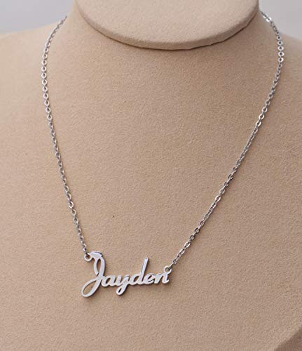 Aoloshow Stainless Steel Silver Heart Jasmine Name Plate Necklace Jewelry Birthday Gifts For Girls #TOP1