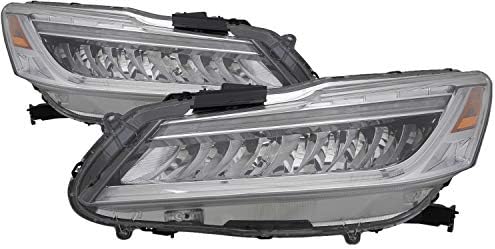 Headlightsdepot CAPA Certified Halogen Headlights Pair For 2016-2017 Honda Accord Sedan – With LED DRL, OEM Style