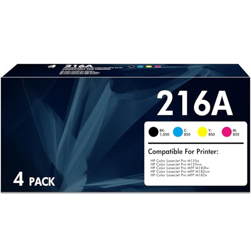 OnmiToner 216A Toner (Mit Chip) für HP 216A Kompatibel für HP Color LaserJet Pro MFP 3302fdn 3302fdng 3302fdw 3302fdwg 3302sdw 3302sdwg 3202dn 3202dw (Schwarz Cyan Gelb Magenta 4er-Pack)