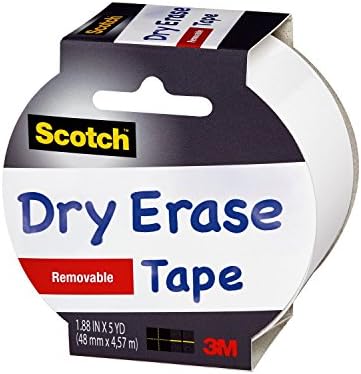 Scotch Dry Erase Tape, 1.88" x 5 Yards, 1 Roll, White (1905R-DE-WHT)
