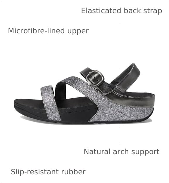 Image of FitFlop Women's Skinny II Glitterdust Pewter Z-Strap Sandals | Casual Sandals