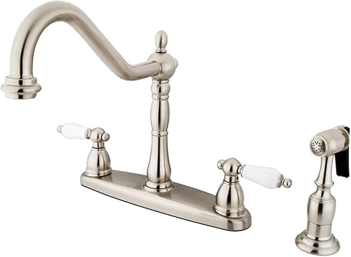 Kingston Brass KB1752PLBS Heritage - Grifo de cocina central de 8 pulgadas, latón pulido