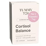 TummyTox, Ashwagandha 600 mg, Rhodiola Rosea, Magnesium, Vitamin B6 und Vitamin B5 – 60 Kapseln für 30 Tage – Cortisol Balance