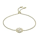 You Are My Sunshine Mother-of-Pearl Gold-Tone Stainless Steel Chain Bracelet
