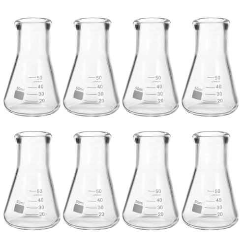 Fiole Erlenmeyer graduée en verre borosilicate anti-choc thermique lot de 8