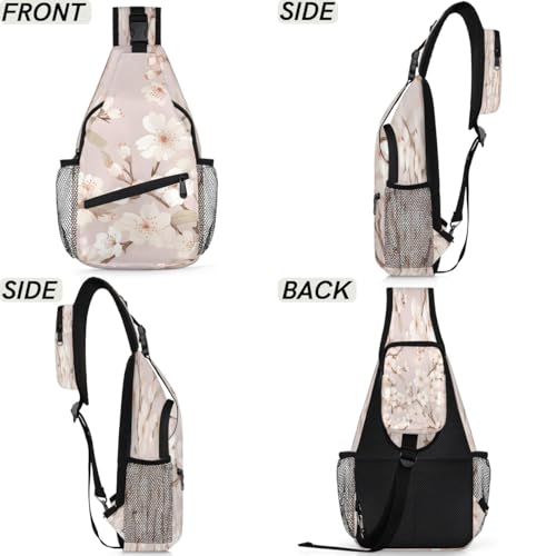 Bolso bandolera unisex con diseño floral 7.9x3.5x14.2 pulg miniatura 6