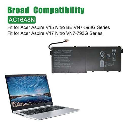 Jiazijia Ac16A8N Laptop Battery Replacement For Acer Aspire V15 Nitro Be Vn7-593G V17 Nitro Vn7-793G Series Notebook 15.2V 69Wh #TOP3