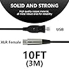 GEEKRIA for Creators USB to XLR Female Microphone Cable 10 ft / 3 M, Compatible with FIFINE K688, AmpliGame AM8, Shure MV7, Samson Technologies Q2U, Rode PodMic, Balanced Mic Cord (Black) #1