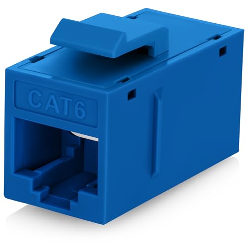 Everest Cat6 RJ45 Keystone Coupler (24-Pack) in Blue - RJ45 Coupler - Cat 6 Couplers - Female to Female Cat6 Keystone Jacks - Ethernet Couplers - Ethernet Cable Extender
