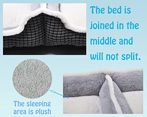 Dog Beds For Two Small Dogs, Double Cat Beds For Indoor Cats,Washabel Super Soft Durable Kitten Bed And Puppy Bed, Anti-Slip & Water-Resistant Bottom,Luxury Rectangle Grey Pet Bed #TOP4